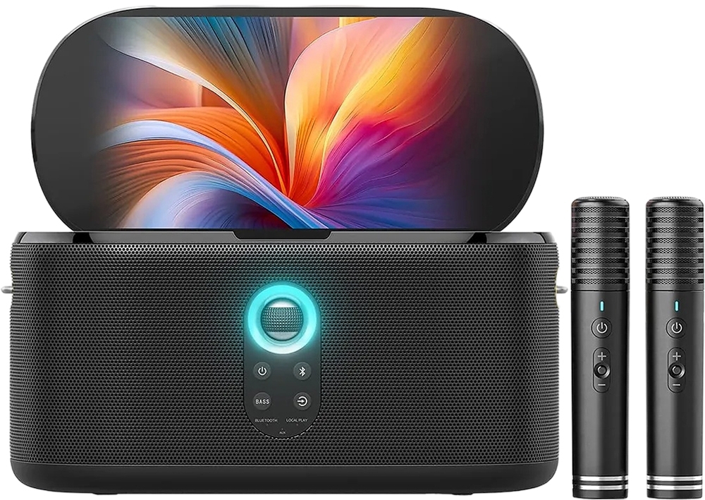 Speaker de Karaokê Joog Shell S1 280W Tela 10,1" 2x Microfones sem fio
