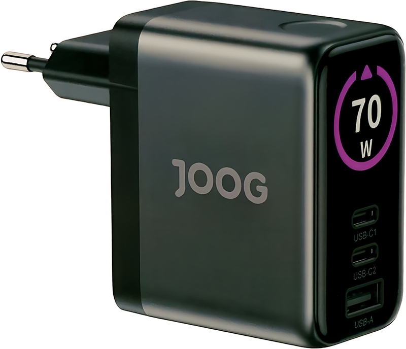 Carregador de Parede Joog PD Charger VC70A 70W UltraFast USB-A + 2 portas USB-C