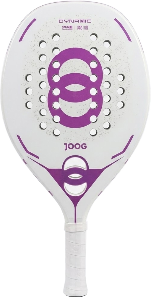Raquete Beach Tennis Joog Dynamic 12K Pro EVA Pro Branco/Roxo